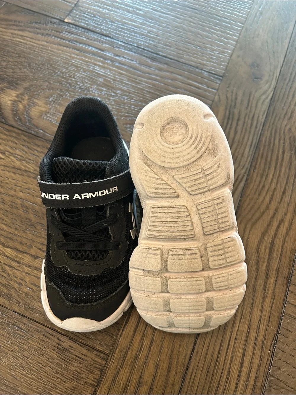 Under Armour Kids Black and White Velcro Athletic Sneakers
